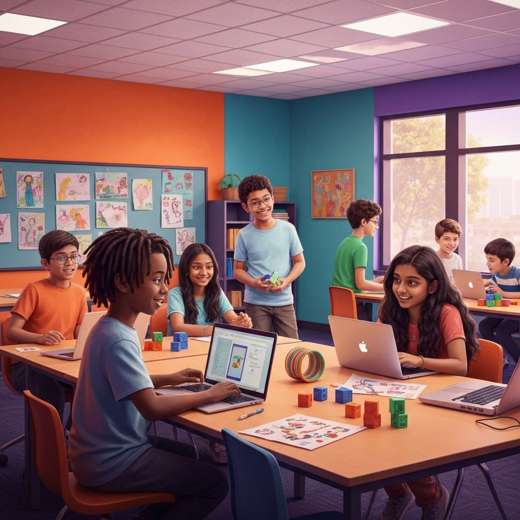 Students asking questions and learning